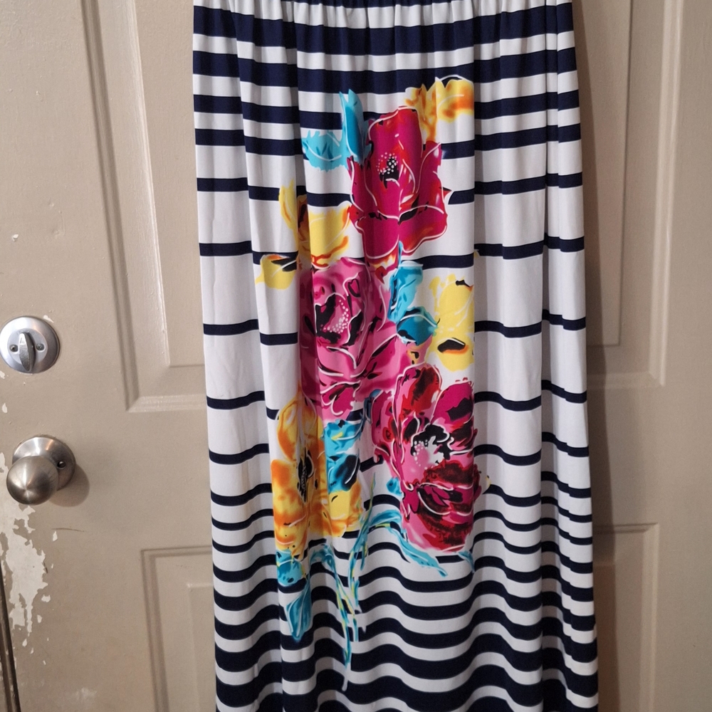 Striped Floral Floor Length SunDress